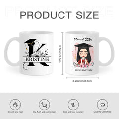 Tasse personnalisée personnalisée - Classe de remise des diplômes de 2024, Fleur Clipart