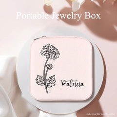 Boîte à bijoux personnalisée avec nom et mois de naissance - Cadeaux d'anniversaire pour femme, maman