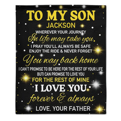 Couverture personnalisée à mon fils de maman ou papa, couverture cadeau personnalisée avec nom pour garçons