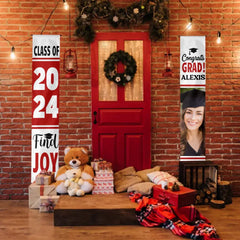 Bannière de porte de remise de diplôme blanche personnalisée – Trouvez la joie dans le voyage