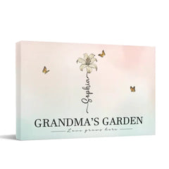 Personalized Canvas Wall Art - Grandma‘s Garden Love Grows Here, Beautiful Birth Month Flower Gift For Grandma Mom