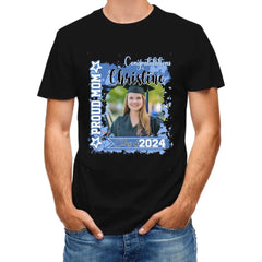T-shirt personnalisé - Cadeau souvenir de remise des diplômes - Aquarelle Fier maman papa d’une photo diplômée 2024