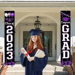 Class of 2025 Graduation Porch Banner | Purple Congrats Grad Door Decoration | Graduation Party Decor