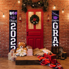 Class of 2025 Graduation Porch Banner | Purple Congrats Grad Door Decoration | Graduation Party Decor