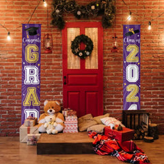 Class of 2025 Graduation Door Banner | Congrats Grad Purple Welcome Decor | Graduation Party Porch Sign