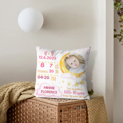 Oreiller cadeau pour nouveau-né, annonce de naissance, taie d'oreiller