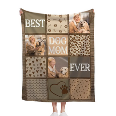 Couverture personnalisée avec photo personnalisée pour les amoureux des animaux de compagnie - Meilleure copie de maman papa de chien de tous les temps