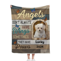 Photo personnalisée Anges parfois ils ont des pattes - Cadeau personnalisé pour les amoureux des chiens ou des chats