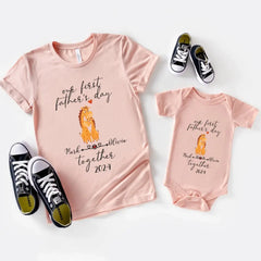 Chemises assorties papa et moi - Notre premier cadeau de nom personnalisé pour la fête des pères