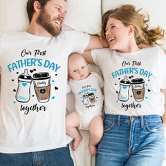 Première fête des pères ensemble - T-shirt unisexe personnalisé et cache-couche pour bébé
