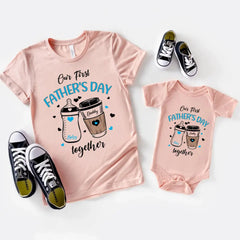 Première fête des pères ensemble - T-shirt unisexe personnalisé et cache-couche pour bébé