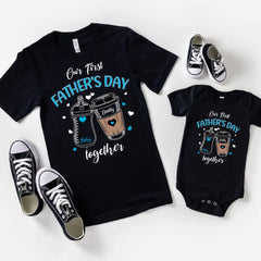 Première fête des pères ensemble - T-shirt unisexe personnalisé et cache-couche pour bébé
