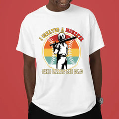 T-shirt de softball, j'ai créé un monstre appelé mon père, cadeau pour les enfants, cadeau pour les amateurs de softball