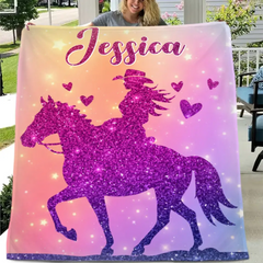 Custom Pink Horse Blanket Gifts with Name