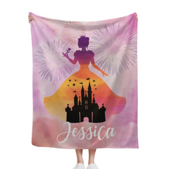 Personalized Princess Blanket for Girls - Pink Room Decor