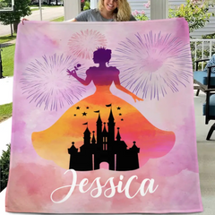 Personalized Princess Blanket for Girls - Pink Room Decor