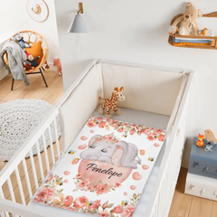 Elephant Personalized Custom Blanket with Name for Newborn Toddler Birthday Anniversary Gifts