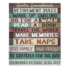 Custom Retirement Rules Blanket, Farewell Gift