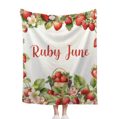 Strawberry Name Customized Blanket Gift for Girls