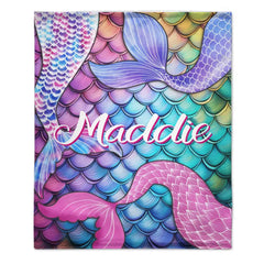 Mermaid Themed Customized Name Blanket Birthday Gift for Toddler