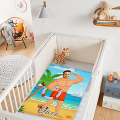 Muscle Body Face Custom Blanket, Mr. Bodybuilder Personalized Blanket