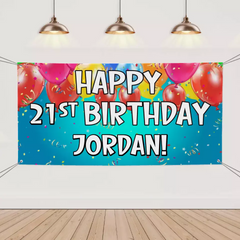 Personalized Balloon Ribbon Birthday Banners - Birthday Decoration Hanging Banner