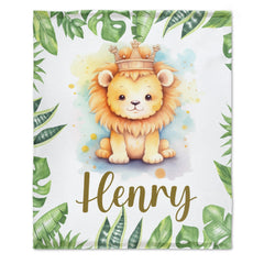 Personalized Customized Name Baby Blanket - Baby Lion