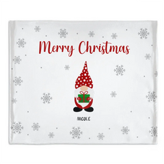 Custom Christmas Gnome Blanket - Personalized Names & Gnome Design with Snowflake Pattern, Winter Gift for Family & Friends