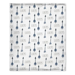 Personalized Name Custom Blue Arrow Baby Boy Blanket, Gift for Kids