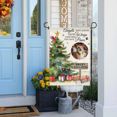 Christmas Custom Pet Memorial Garden Decorations - Personalized Pet Photos and Names Christmas Themed Garden Flags -  Gifts For Pet Owners
