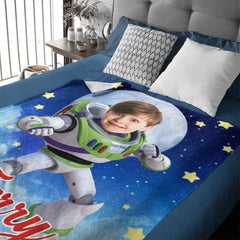 Personalized Space Ranger Blanket | Custom Photo & Name | Unique Kids & Teens Gift