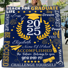 Couverture personnalisée personnalisée pour la classe des diplômés de 2024 - Cadeaux pour les diplômés - éléments de blé de fête au champagne