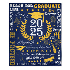 Couverture personnalisée personnalisée pour la classe des diplômés de 2024 - Cadeaux pour les diplômés - éléments de blé de fête au champagne