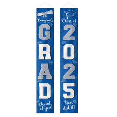 Graduation Decorations Silver 2025 Banner - for Class of 2025 - Graduates Party Supplies