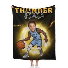 Personalized Name Picture Custom Cartoon NBA Blanket - Gifts for Grizzlies Fans