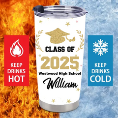 Customized Graduation Gifts - Personalized Name and School Name Graduation Commemorative Thermos Gift - A Gift For Children,Grandchildren,Graduates
