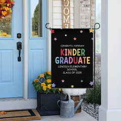 Personalized Kindergarten Graduation Garden Flag | Custom Name, School & Year | Colorful Celebration Gift