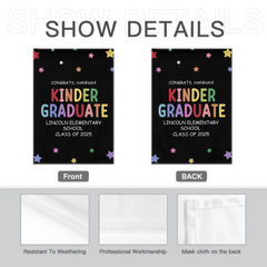 Personalized Kindergarten Graduation Garden Flag | Custom Name, School & Year | Colorful Celebration Gift