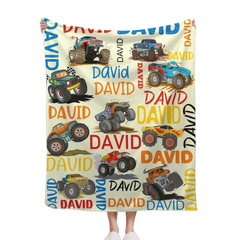 Crazy Truck Blanket - Gifts for Kids - Personalized Name Blanket