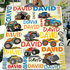 Crazy Truck Blanket - Gifts for Kids - Personalized Name Blanket