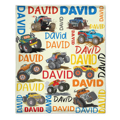 Crazy Truck Blanket - Gifts for Kids - Personalized Name Blanket