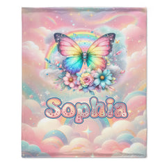 Customized Colorful Butterfly Blanket - Personalized Name - Gift For Butterfly Lovers - SDG