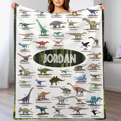 Personalized Dinosaur Educational Blanket – Custom Educational Blanket – Gift for Kids - SDG