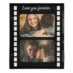 Personalized Film Strip Photo Blanket – Love You Forever Gift for Couples & Families