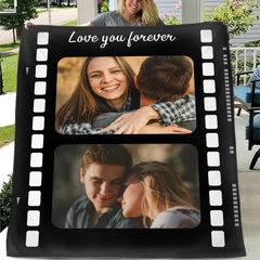 Personalized Film Strip Photo Blanket – Love You Forever Gift for Couples & Families