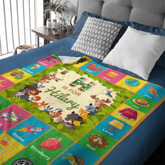 Custom ABC Learning Blanket – Personalized Alphabet Name Throw – Educational Gift for Children