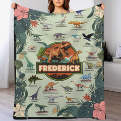 Personalized Dinosaur Educational Blanket – Custom Educational Blanket – Gift for Kids - SDG