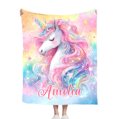 Dreamy Unicorn Blanket - Personalized Blanket - Gift for Girls - SDG