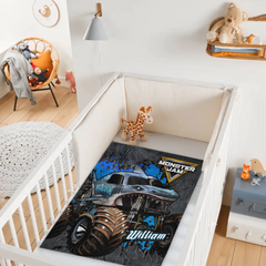 Custom Shark Truck Blanket – Personalized Monster Jam Blanket – Gift for Boys