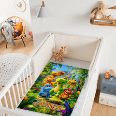 Custom Cute Dinosaur Blanket – Personalized Dino Family Throw – Gift for Kids - SDG